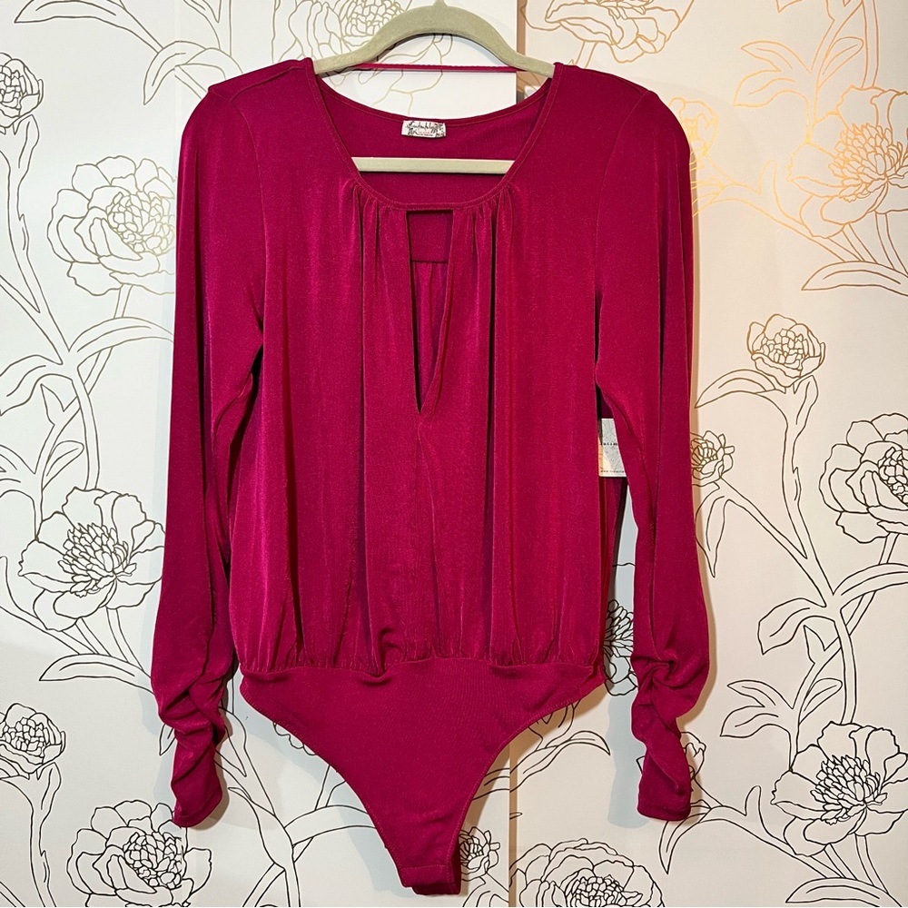 Free people kaya long sleeve rose hypnotic bodysuit